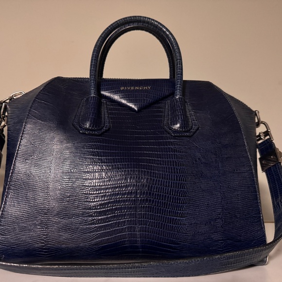 Givenchy Handbags - GIVENCHY Blue Croc Leather bag